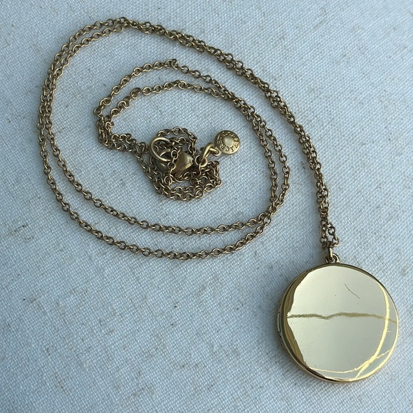 J. Crew gold tone disc Locket necklace. Comes with original dust bag. - Picture 1 of 9